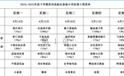 苏州科技城外国语附属秦馀小学校一周菜单（2024-2025年度第二学期第十周)
