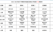 苏州科技城外国语附属秦馀小学校一周菜单（2024-2025年度第二学期第十九、二十周)